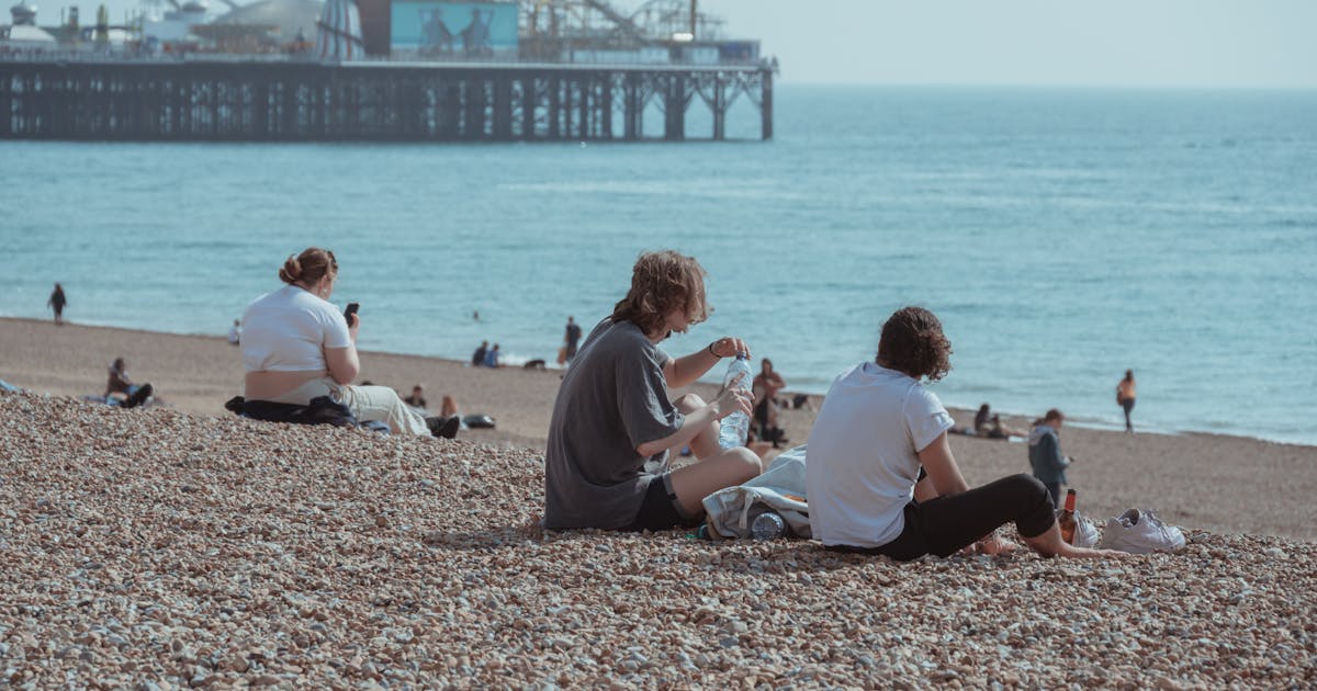 Brighton seafront with the Royal Pavilion and Palace Pier on a sunny day