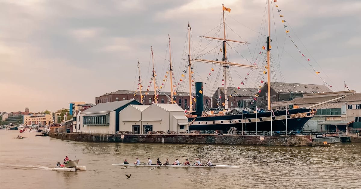 Bristol harbour waterfront with the Clifton Suspension Bridge in the background